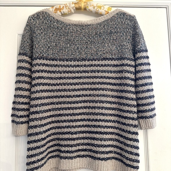 Coldwater Creek Black and Cream Striped Sweater - Picture 2 of 6